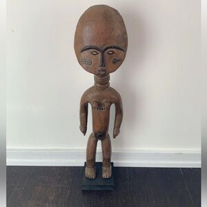 African Fertility Statue Vintage Hand Carved Wooden 21” Tall